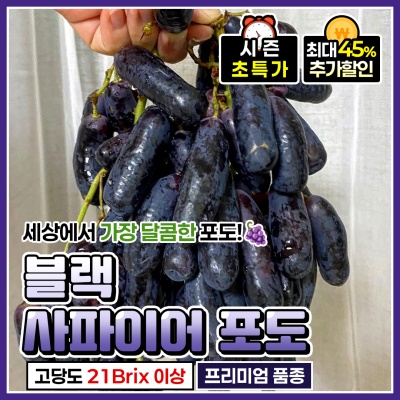 씨 없는 블랙 사파이어포도 가지포도 1kg 2kg