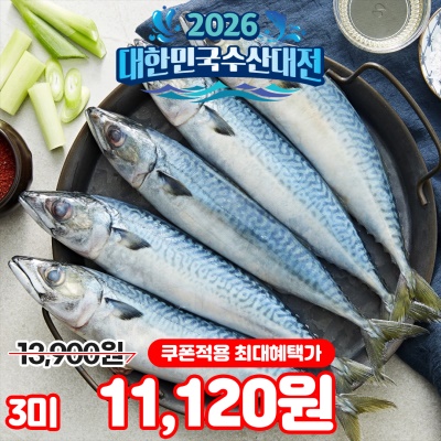 담백하고 신선한 자연산 급냉 고등어 3미