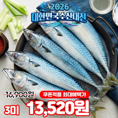 담백하고 신선한 자연산 급냉 고등어 3미