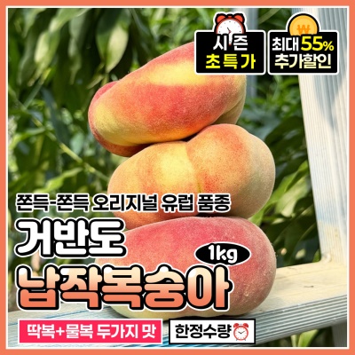 돌쇠네 자체선별 쫀득달콤 거반도 납작 복숭아 1kg