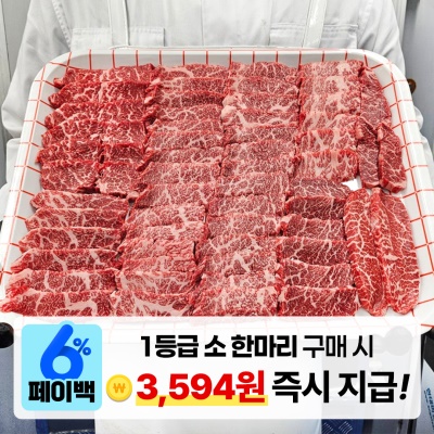 국내산 1등급 소 한마리 모둠 1kg (꽃등심, 채끝살, 갈비살, 부채살)